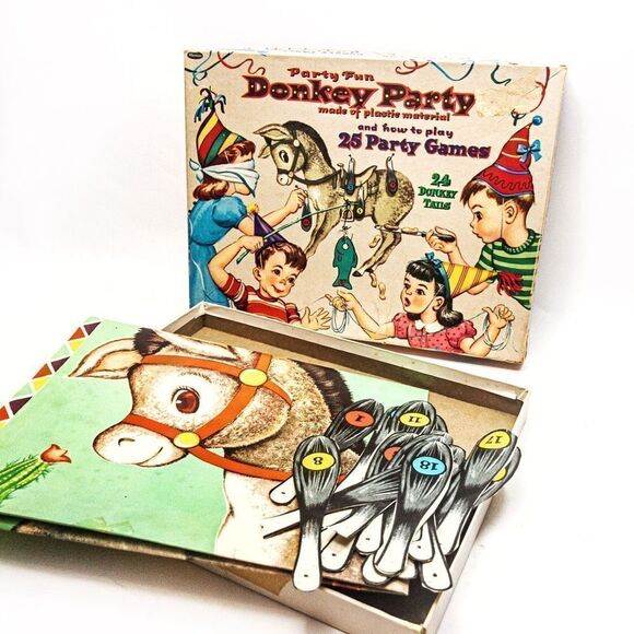 VTG 1952 Party Fun Donkey Party Pin the Tail Whitman - Picture 5 of 13